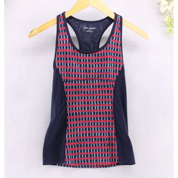 Tory Burch Sport Women's Tank With Built In Bra Tennis Blue/Red Sz XS - Picture 1 of 7